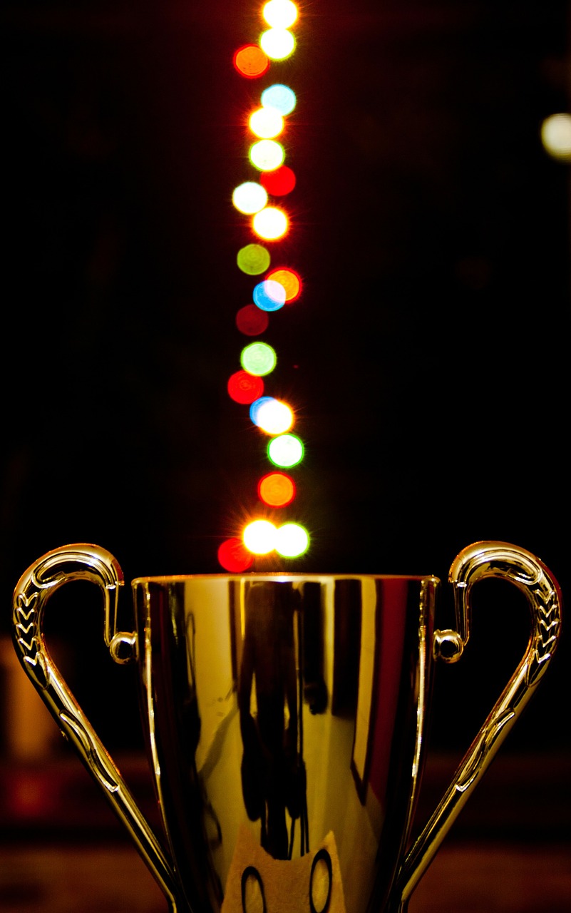 award, cup, lights